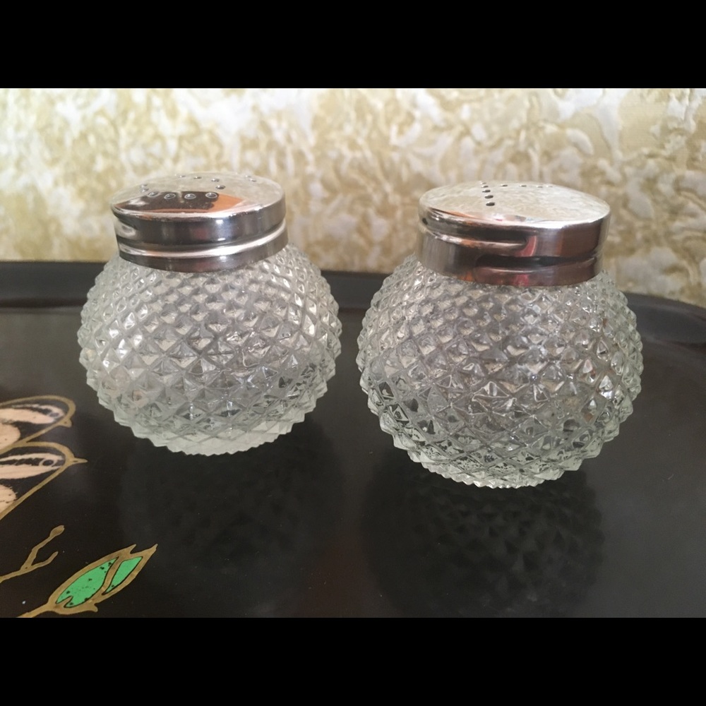Vintage Grace Glass Salt and Pepper Shakers